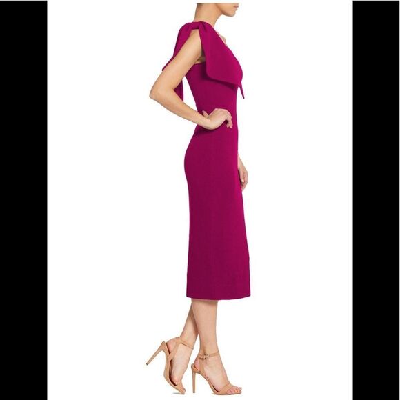 Dress the Population Tiffany One Shoulder Midi Dress, Dark Magenta, Small, NWT‎ - Picture 5 of 9